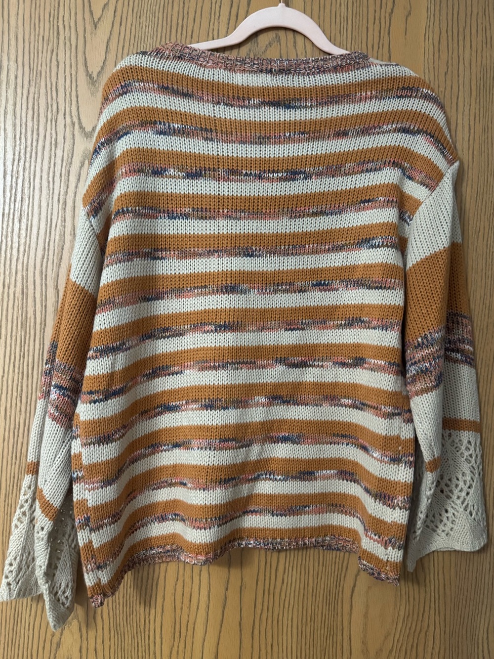 Annie Mixed-Knit Colorblock Crewneck Sweater - Mustard & Cream - Picture 2 of 4